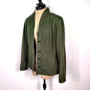 Wool Cold water creek 10 blazer army green olive green no collar button up